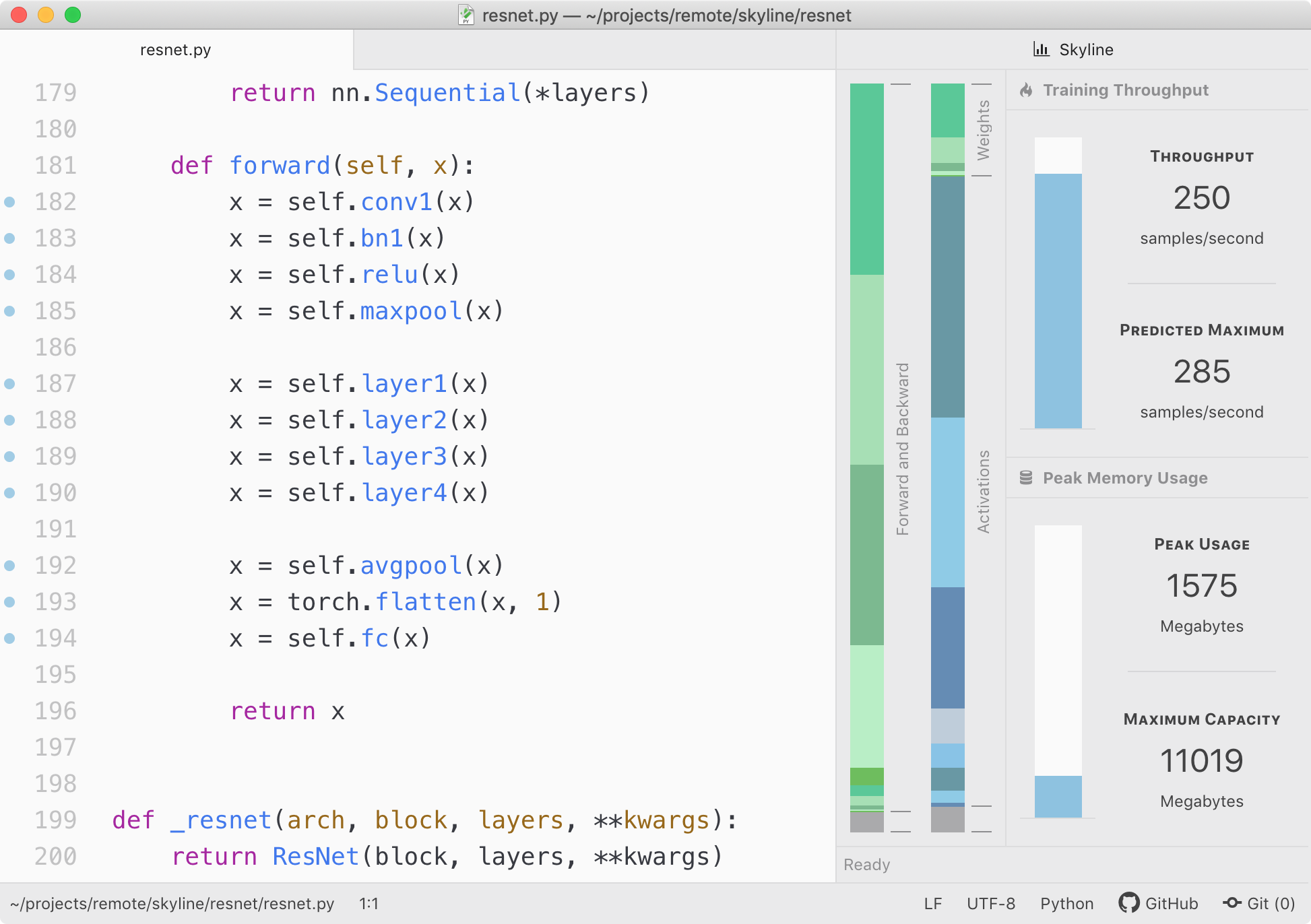 A screenshot of Skyline's user interface, running in the Atom text editor.